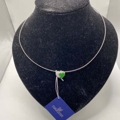 Swarovski Womens silver tone necklace with Green / Silver 