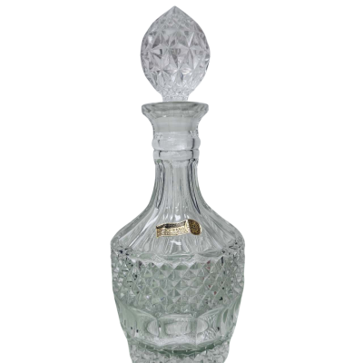 Vintage Bohemia Crystal Diamond Cut Decanter with lid/stopper 