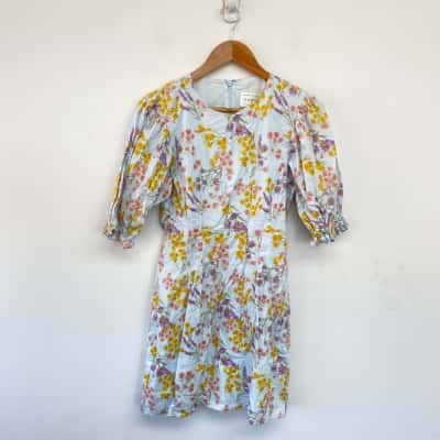 Sabo Skirt Blue Floral Short Sleeve Mini Dress  Size M