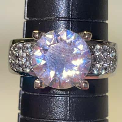  Women's Ring Marked 925 With CZ V shape 
