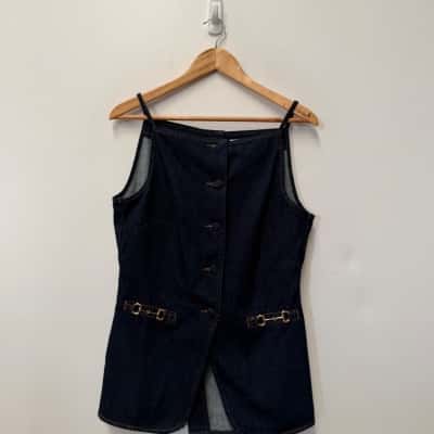 NEW - Meshki Ashton Sleeveless Button Denim Top - Size L 