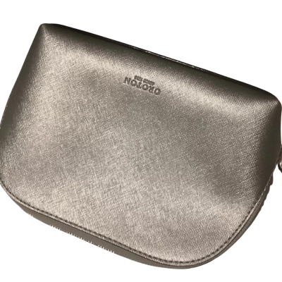 NWT Oroton Metallic Silver Cosmetic Bag / Makeup Pouch with Dust Bag