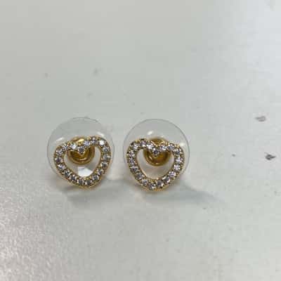 925 Sterling Silver Gold Tone Heart Earrings