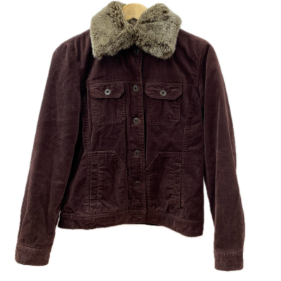 Monsoon Womens  Size 36 Detachable Fur Coat Brown / Maroon 