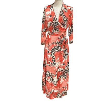  By Samantha Melbourne  Size 22 Wrap Dress Black  / Orange / Red 