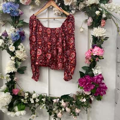 Sass & Bide Size 8 Red Shirred top