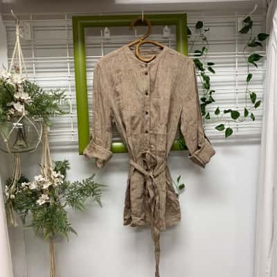  Mos Mosh Arwen Linen Womens  Size M Long Sleeve  Shirt Brown 