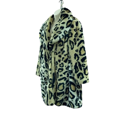 Wayne Cooper Women's Fluffy Faux Fur Coat Size M Cream & Black   
