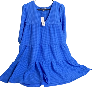 Rockmans Womens Blue Size 8 Textured Tiered Dress
