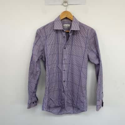 Calvin Klein Blue Checked Long SLeeve Slim Fit Shirt  Size 38 
