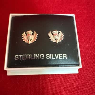  Women's Sterling Silver Stud Earrings featuring a Scottish Thistle Design 