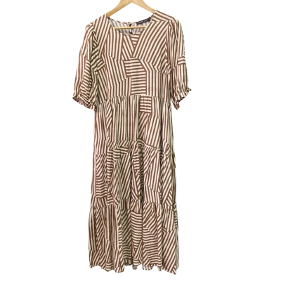 Mister Zimi Womens  Size 12 Midi Dress Brown / Cream 