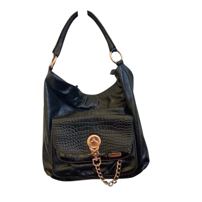 Mimco Womens One Strap Chain Link Leather Handbag Black 