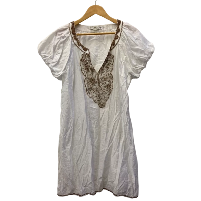 *NEW* Katherine Size 16 Beaded Cotton Tunic Dress - White (RRP $239.95)