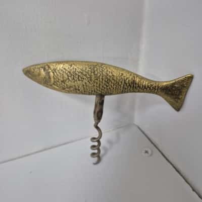 Vintage Brass Fish Corkscrew