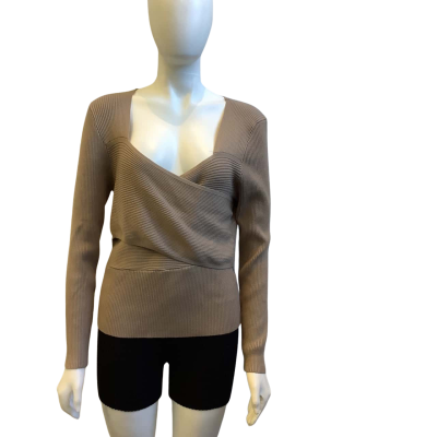 Brand New Jeanswest Womens  Size XL Mille Cross Front Knit Top Latte