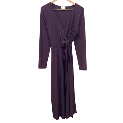 Witchery Dark Brown Ribbed Wrap Dress Size XL