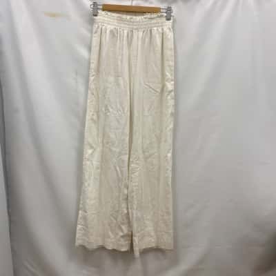 Sportsgirl Women's Linen Blend Pants Size 4 Off White 