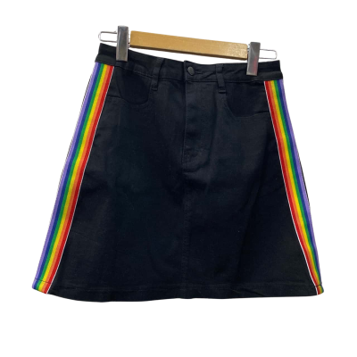 Dangerfield Womens Denim Rainbow Mini Skirt Size 8 Black  / Multicoloured 