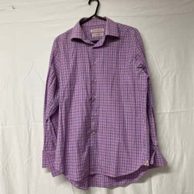 Mens Rhodes & Beckett Size 42 Long Sleeve Shirt Blue / Pink  