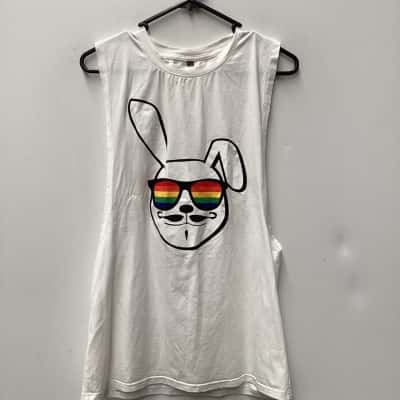 Rusty Mens  Size XS Singlet  Rabbit / White 