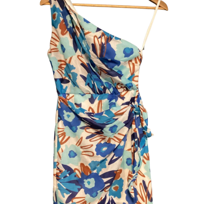 Here Comes The Sun one shoulder dress Size 6 Blue / Brown / Cream / Floral / White 