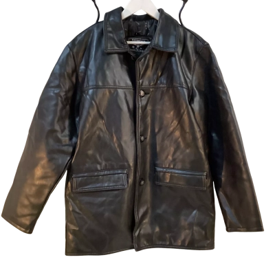 R.G.A Italy Mens Size L Leather Button Jacket Black  