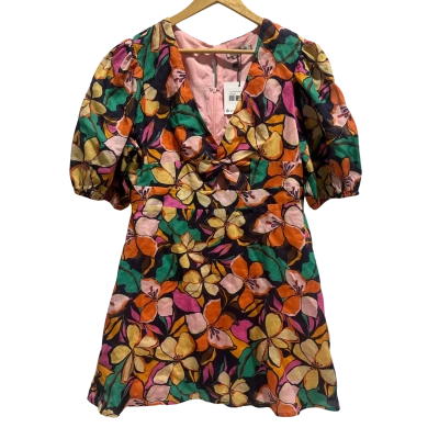 Atmos&Here Lucia Puff Sleeve Mini Dress in the “Tropicana” floral print, size 16