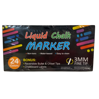 Liquid Chalk Markers 24 Colours 3mm Fine Tip
