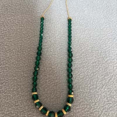  Women's Faceted Green Beaded Necklace 