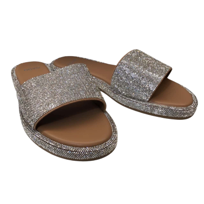 Novo Women's  Size 8 Brown & Silver Bedazzled Sandals