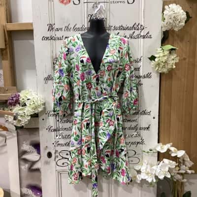 Witchery Brand! THE EVERGREEN JUNGLE BIRD LINEN DRESS! BNWT RRP $199.95!! Womens  Size 12 Floral Dress / Midi Dress / Short Sleeve Dress  Floral / Multicoloured / Pattern 