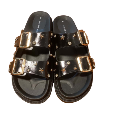 Target studded slides BNWOT Size 8 Black  / Gold / Silver 