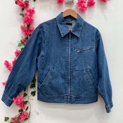 Uniqlo Mens Front Zipper Denim Jacket Size M Blue 