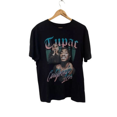 Tupac Mens  Size L Printed Shirt / Short Sleeve Shirt Black  