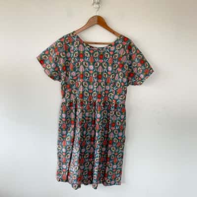Something Sweet By Tasia Handmade Colourful Pattern Short SLeeve Mini Dress  Size 12 