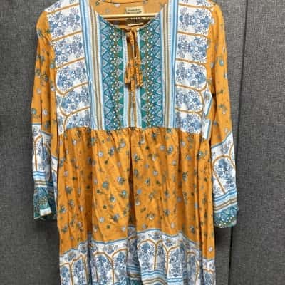  Dreamcatcher dress  Size 14 Blue / Floral / Mustard / Teal 