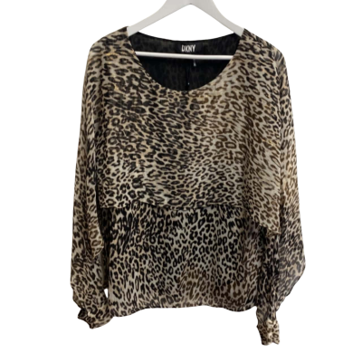 DKNY Womens  Size XL Long Sleeve Shirt Animal print 