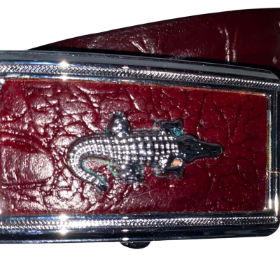 No Jointed - Brown Alligator Crocodile Print Leather MEN'S Belt