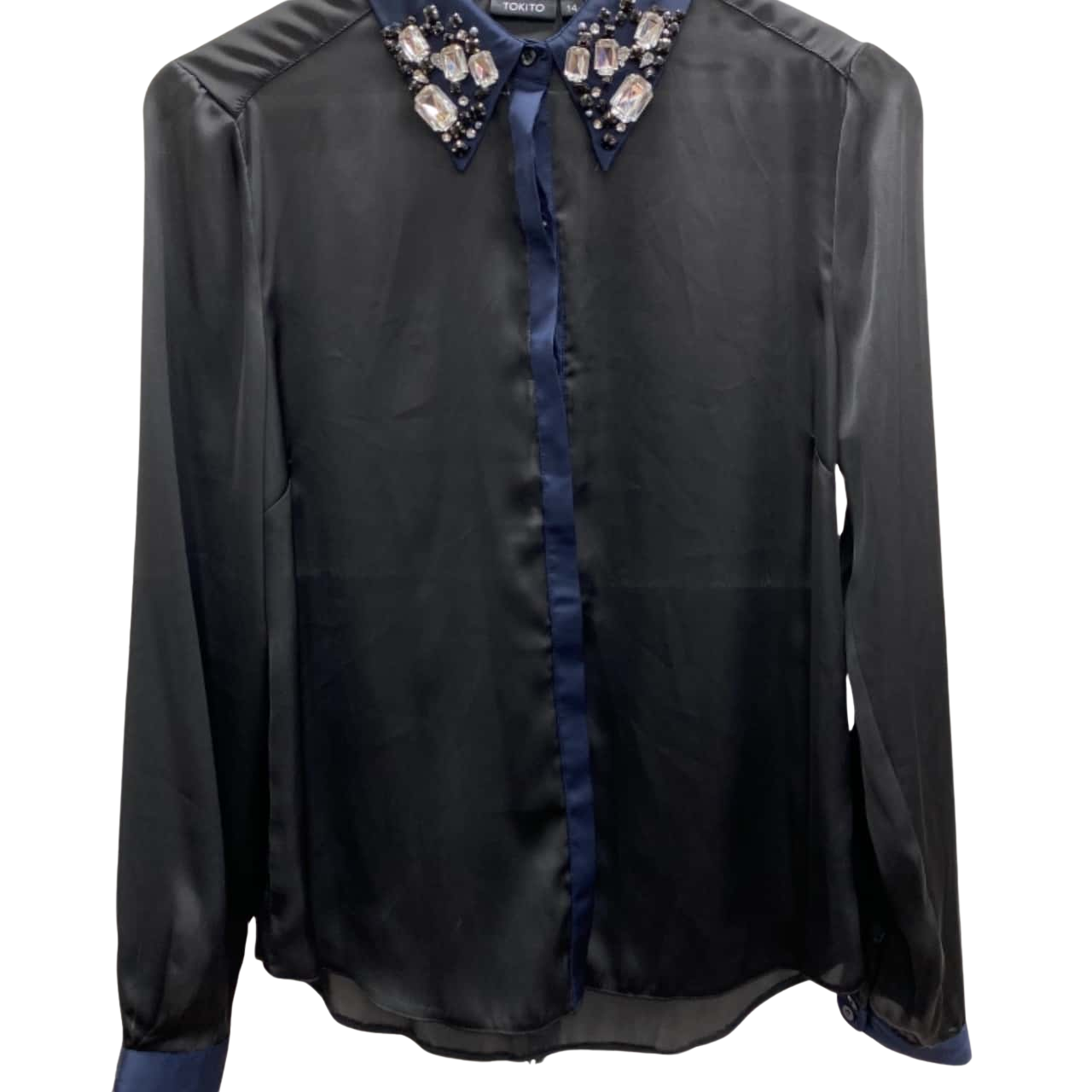 Tokito Womens Size 14 Button Up / Long Sleeve / Shirts & Blouses Black
