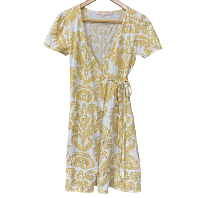 Rebecca Thompson Womens Size 1 Beige/Cream Sequin Pattern Wrap Dress