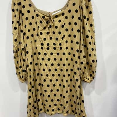 Faithfull The Brand Womens  Size XXL Long Sleeve Dress / Mini Dress Beige / Black  