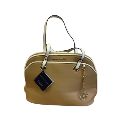 With Tags Adrienne Vittadini Women's Dome Satchel White & Taupe 