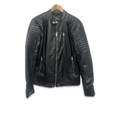 Zara Womens  Size XL Leather Jacket Black  