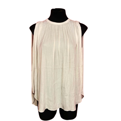 Witchery Womens  Size 8 Sleeveless Gathered Neck Top - Beige 