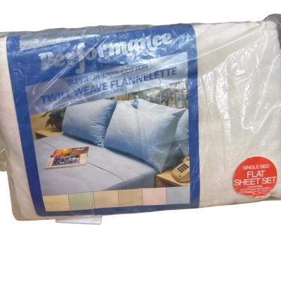 Performance Superior 100% Twill Weave Flannelette Bed Linen Single Bed Flat Sheet 