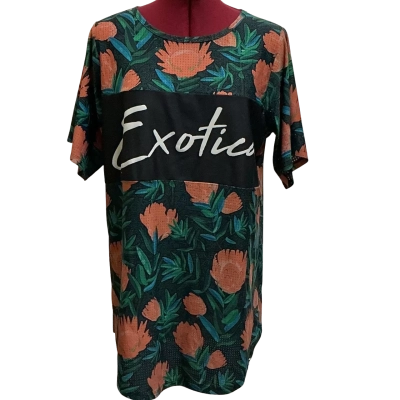 Exotica Womens  Size M Sports Top Black  / Floral 