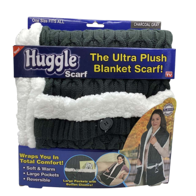 BNWT Huggle Blanket Scarf with Hidddden Pockets As Seen On Tv    JK3