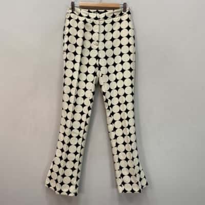 Zara Womens  Size S Ankle Split Flared High Waisted Pants Black  / Off White 