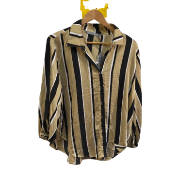 BNWT Katies Womens  Size 18 Button Up Top Black  / Gold / Striped 